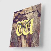 ヴィンテージ木幹の背景のカスタマイズ可能 スクエア壁時計 (傾斜)