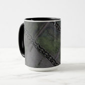 ヴィンテージ木材のチェーン マグカップ (正面左)