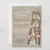 ヴィンテージ木材フローラはしごブライダルシャワー 招待状 (正面)