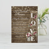 ヴィンテージ木材ブルゴーニュフローラはしごブライダルシャワー 招待状 (スタンド正面)
