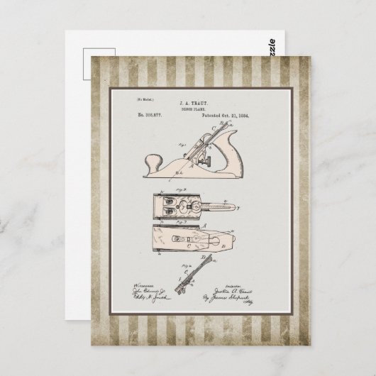 ヴィンテージ木材加工飛行機特許 ポストカード (正面/裏面)