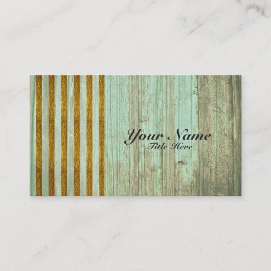 ヴィンテージ木材・金ゴールドグリッター名刺 名刺 (正面)