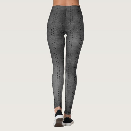 ヴィンテージ木炭グレーブラックピンストライプ模様 レギンス (裏面)