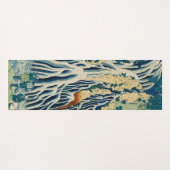 ヴィンテージ木版日本の滝切り振り ヨガマット (裏面(横))