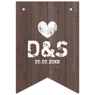 ヴィンテージ木目の国の結婚式のバンディングフラグ バンティングフラッグ