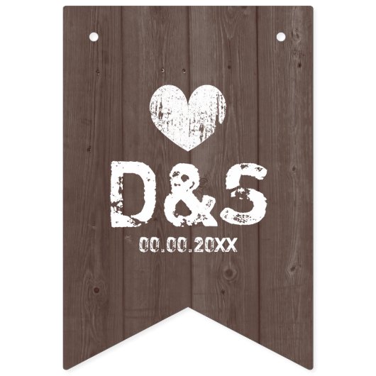 ヴィンテージ木目の国の結婚式のバンディングフラグ バンティングフラッグ (第3の旗)