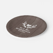 ヴィンテージ木目の鹿のアントラー結婚式パーティープレート ペーパープレート (アングル)