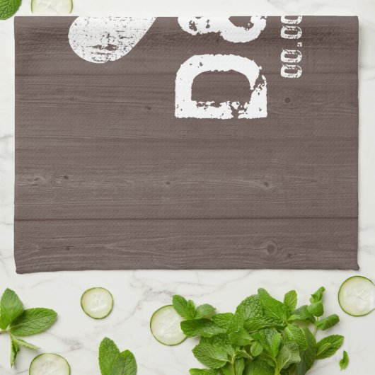 ヴィンテージ木目モノグラムキッチンタオル キッチンタオル (折り畳み)