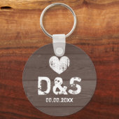 ヴィンテージ木目結婚式パーティーのキーチェーン キーホルダー (正面)