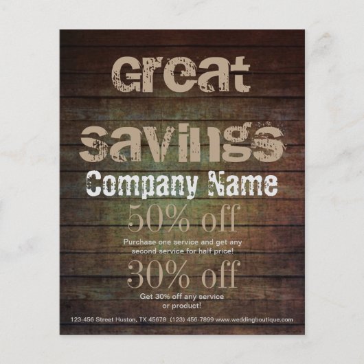 ヴィンテージ木目調の便利屋建設大工 チラシ (正面)