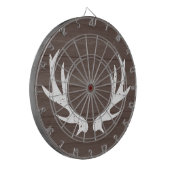 ヴィンテージ木目鹿〔雄ジカの〕枝角狩りダーツボード ダーツボード (正面左)