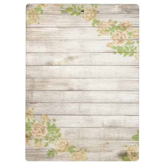 ヴィンテージ木製の背モダン景イエローバラ クリップボード (裏面)