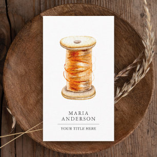 ヴィンテージ木製オレンジの糸スプールテーラー 名刺