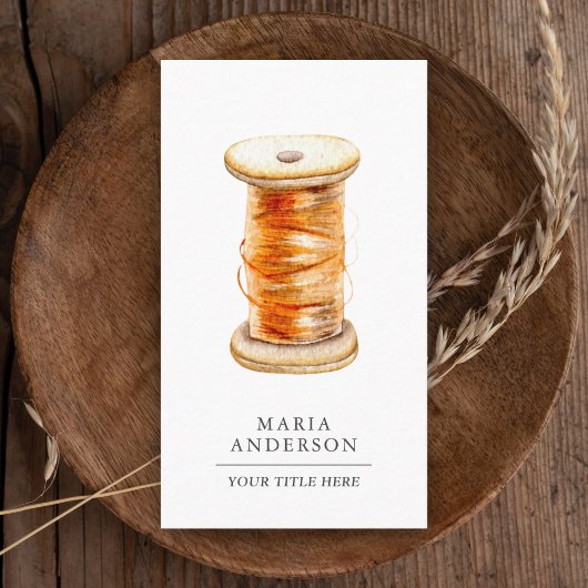 ヴィンテージ木製オレンジの糸スプールテーラー 名刺