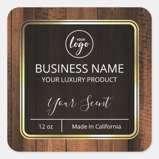 ヴィンテージ木製キャンドルラベル スクエアシール (正面)