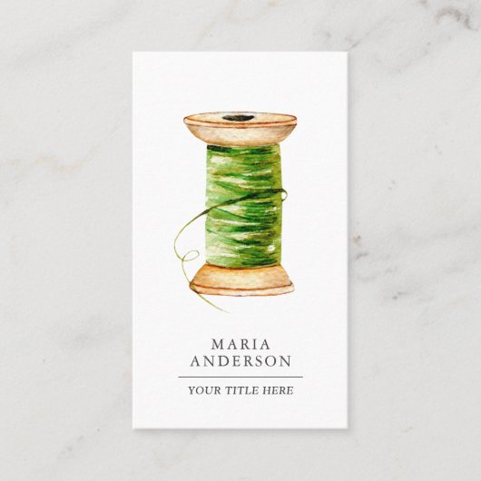 ヴィンテージ木製グリーン糸スプールテーラー 名刺 (正面)