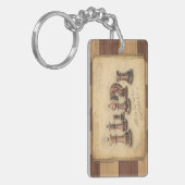 ヴィンテージ木製チェスボード、チェスプレーヤーギフト キーホルダー (正面左)