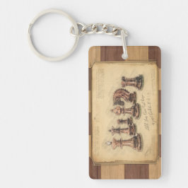 ヴィンテージ木製チェスボード、チェスプレーヤーギフト キーホルダー