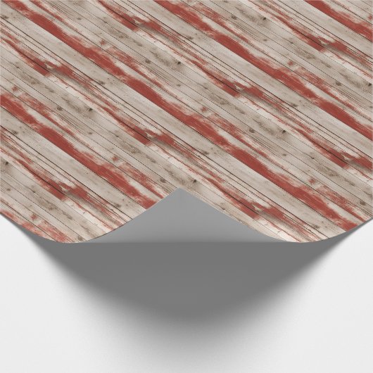 ヴィンテージ木製テクスチャ米国国旗の愛国的7月4日 ラッピングペーパー (角)