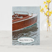 ヴィンテージ木製ボートファーザーズデイ カード (黄色い花)