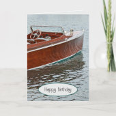 ヴィンテージ木製ボート誕生日 カード (正面)