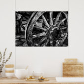 ヴィンテージ木製ワゴンホイールポスタープリント ポスター (キッチン)