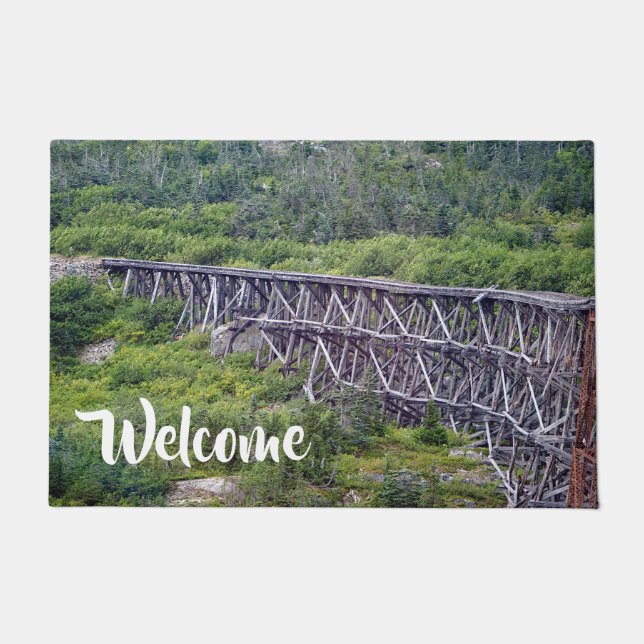 ヴィンテージ木造ブリッジ写真 ドアマット (正面)