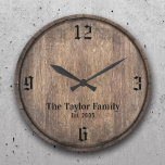 ヴィンテージ木造軸頭家名制定 ラージ壁時計<br><div class="desc">ヴィンテージ木製のバレルのヘッドファミリー名確立された時計。</div>