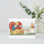 ヴィンテージ木靴バレンタイン シーズンポストカード (スタンド正面)