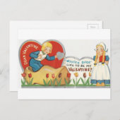 ヴィンテージ木靴バレンタイン シーズンポストカード (正面/裏面)