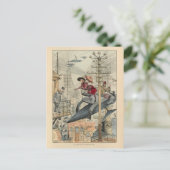 ヴィンテージ未来型飛んでいる機械カラーアート ポストカード (スタンド正面)