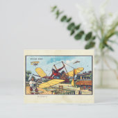 ヴィンテージ未来型飛んでいる機械カラーアート ポストカード (スタンド正面)