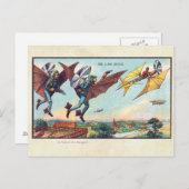 ヴィンテージ未来型飛んでいる機械カラーアート ポストカード (正面/裏面)