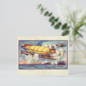 ヴィンテージ未来型飛んでいる機械カラーアート ポストカード (スタンド正面)