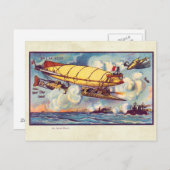 ヴィンテージ未来型飛んでいる機械カラーアート ポストカード (正面/裏面)