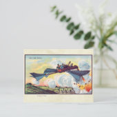 ヴィンテージ未来型飛んでいる機械カラーアート ポストカード (スタンド正面)