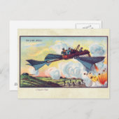 ヴィンテージ未来型飛んでいる機械カラーアート ポストカード (正面/裏面)