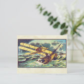 ヴィンテージ未来型飛んでいる機械カラーアート ポストカード (スタンド正面)