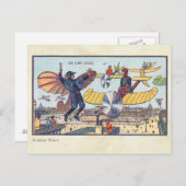 ヴィンテージ未来型飛んでいる機械カラーアート ポストカード (正面/裏面)