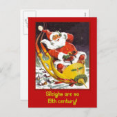 ヴィンテージ未来的なサンタクロースのカードとはがき シーズンポストカード (正面/裏面)