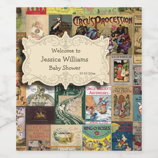 ヴィンテージ本が本の赤ちゃんシャワーを持ってくる ワインラベル (シングルラベル)