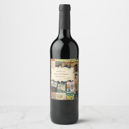ヴィンテージ本が本の赤ちゃんシャワーを持ってくる ワインラベル (正面)