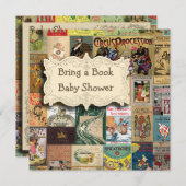 ヴィンテージ本が本の赤ちゃんシャワーを持ってくる 招待状 (正面/裏面)