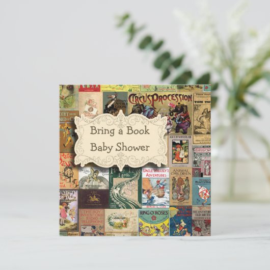 ヴィンテージ本が本の赤ちゃんシャワーを持ってくる 招待状 (スタンド正面)
