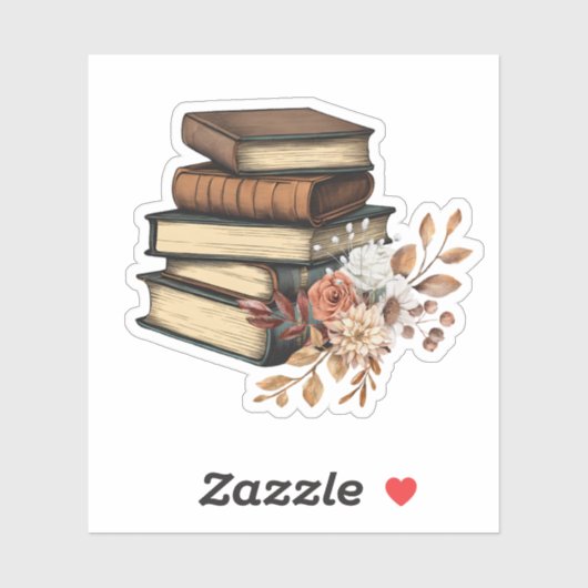 ヴィンテージ本と花の防水 シール (シート)