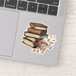 ヴィンテージ本と花の防水 シール