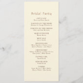 ヴィンテージ本のモチーフのウェディング プログラム (裏面)