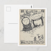 ヴィンテージ本イラストレーションテーブル椅子はがき ポストカード (正面/裏面)