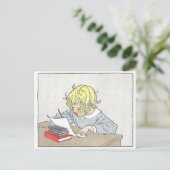ヴィンテージ本イラストレーション女書の子の手紙 ポストカード (スタンド正面)