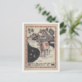 ヴィンテージ本イラストレーション角付き牛 ポストカード (スタンド正面)